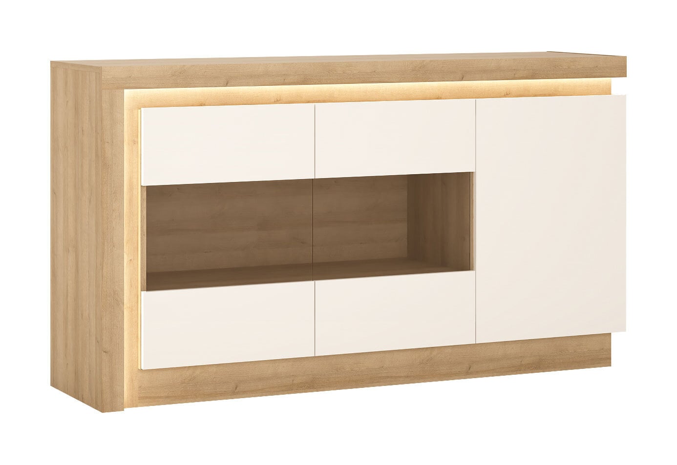 Sideboard Lyon Riviera Eiche-Optik Weiß Hochglanz