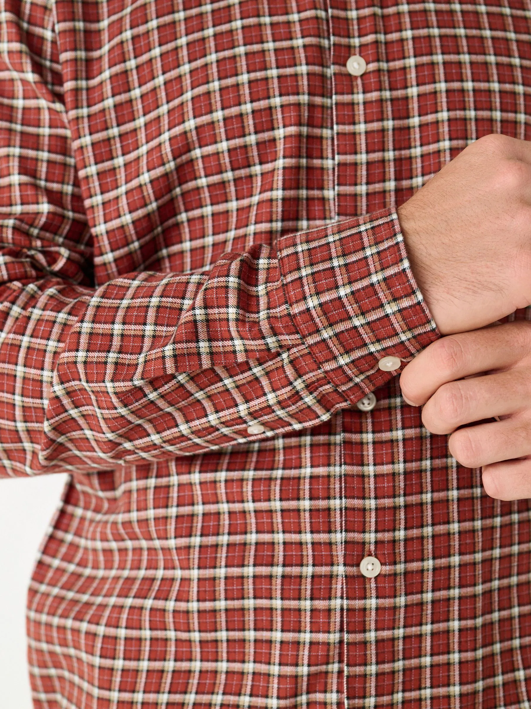 Rust Orange Grid Check - Geborsteld flanellen overhemd