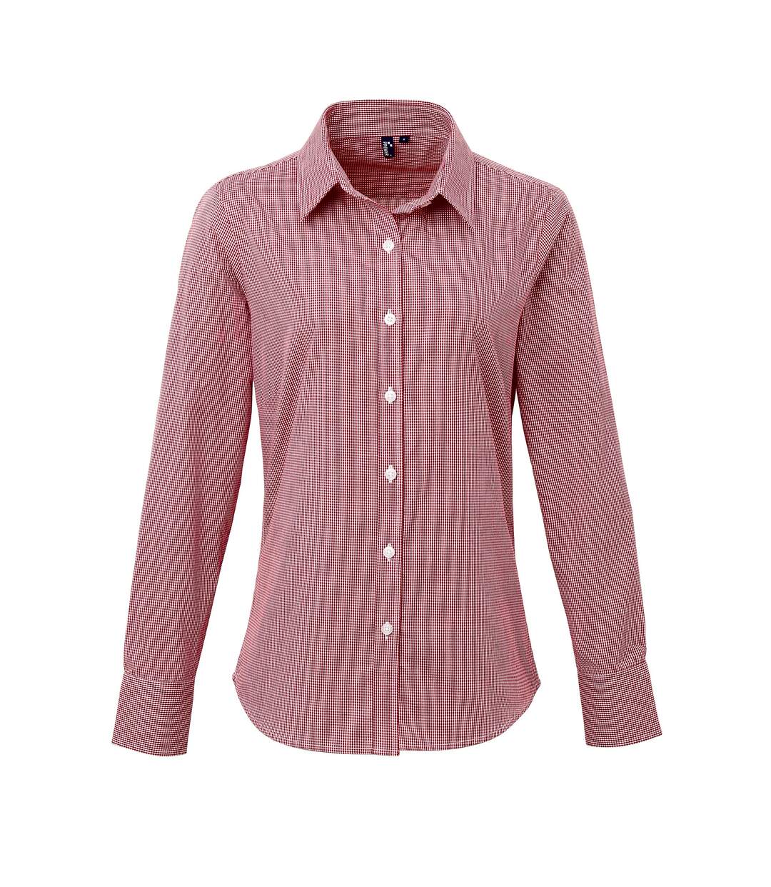 Premier Microcheck - Chemise à manches longues - Femme (Rouge/Blanc) - UTRW5523