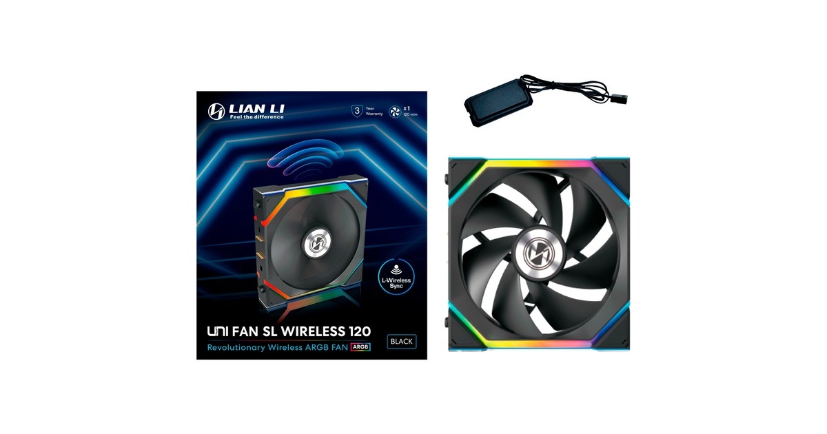 Lian LiUNI FAN SL120 Wireless RGB case fan  (Zwart, 120 x 124.5 x 28 mm, PWM)