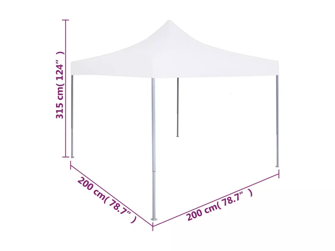 Tente réception pliable professionnelle 2x2 m Acier Blanc