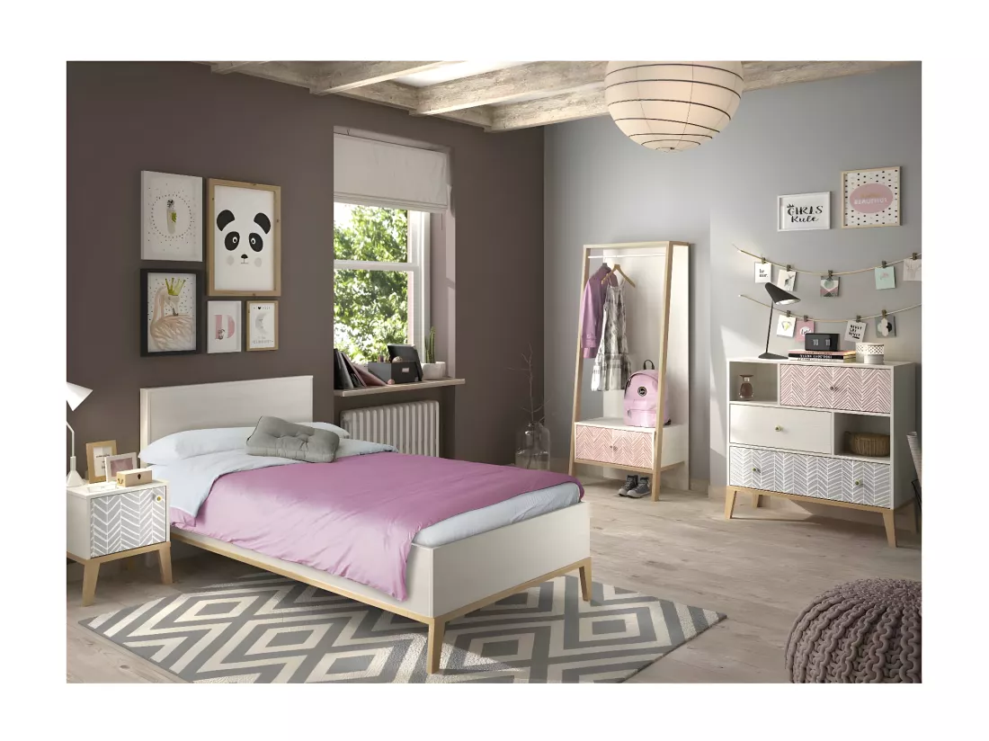 Chambre Enfant Complète (120*200) Bois blanchi - SOLVEIG
