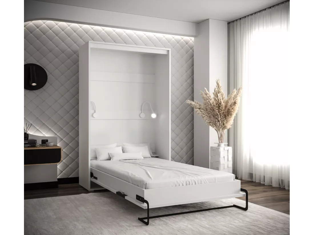 Lit escamotable home verticale 120x200 (blanc+artisan)
