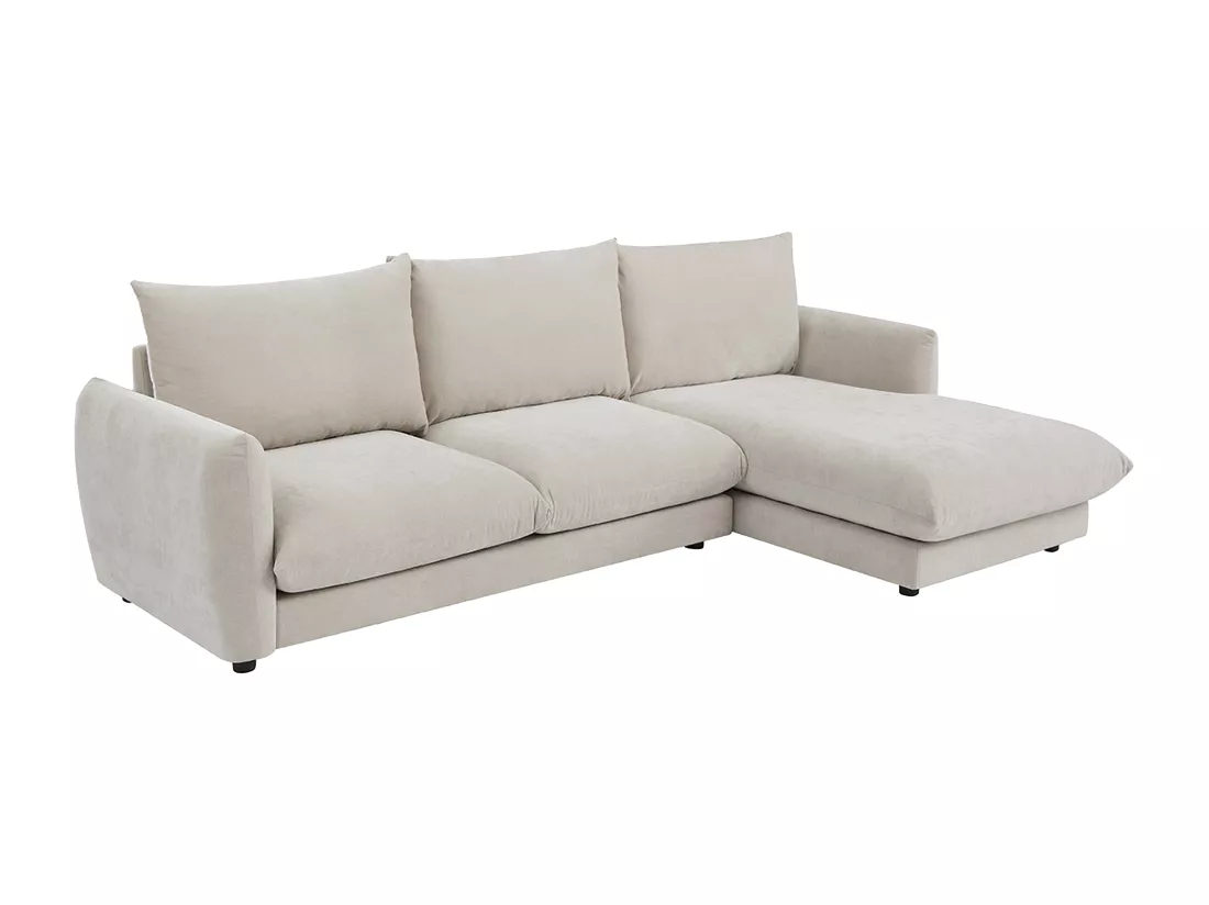 Canapé d'angle droit en tissu beige RUNILIO