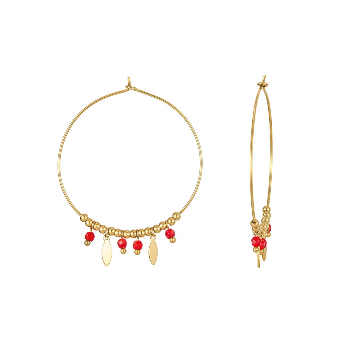 Boucles Plumes Agate rouge