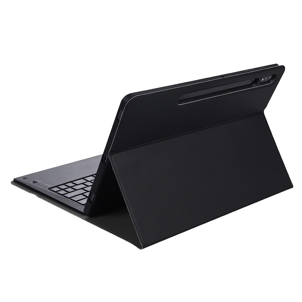 Samsung Galaxy Tab S8  Plus / Tab S7 FE 5G / Tab S7  Plus Leder Tasche mit Bluetooth Tastatur (QWERTY)   S-Pen Halterung - Dunkelblau