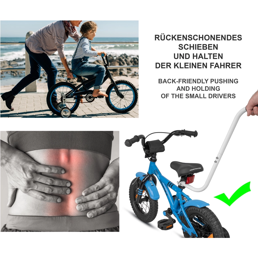 PROMETHEUS BICYCLES® Schiebestange für Kinderfahrrad grün