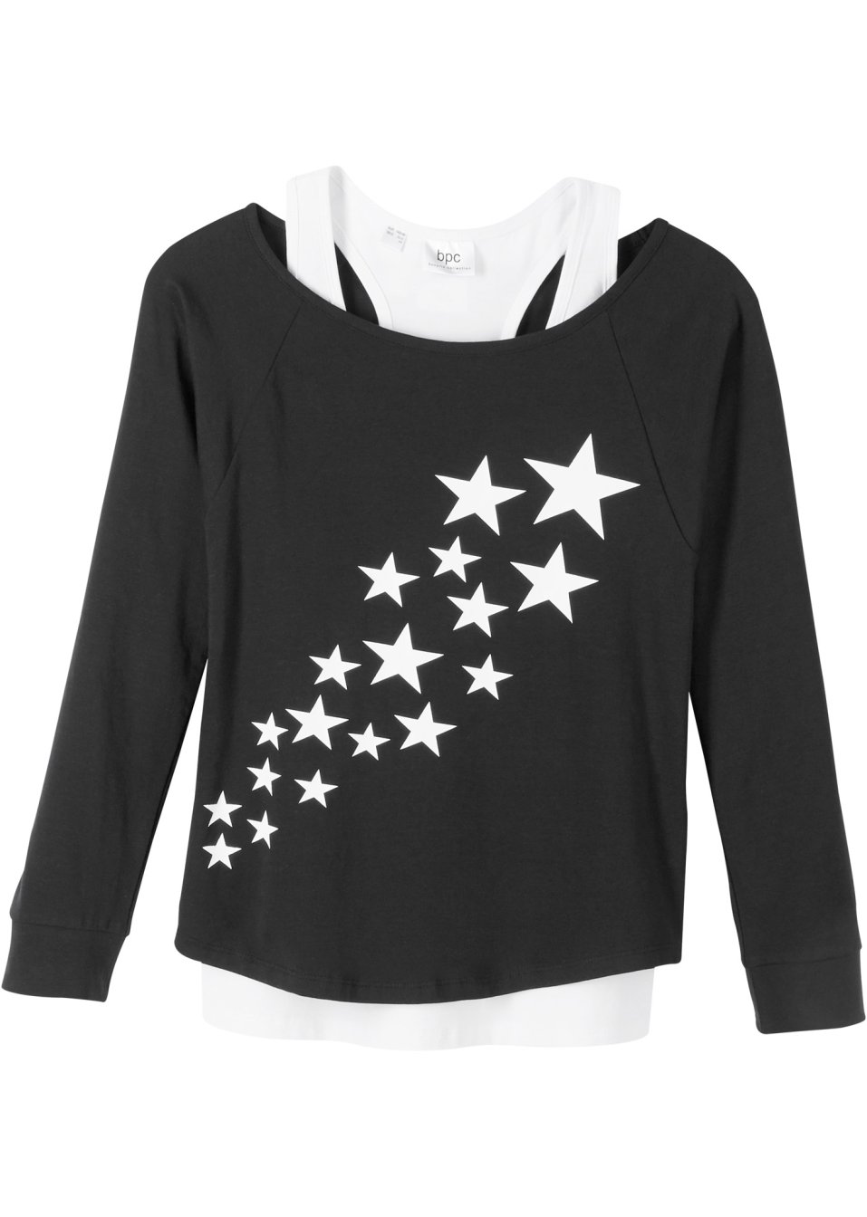T-shirt fille avec top (Ens. 2 pces.) en coton