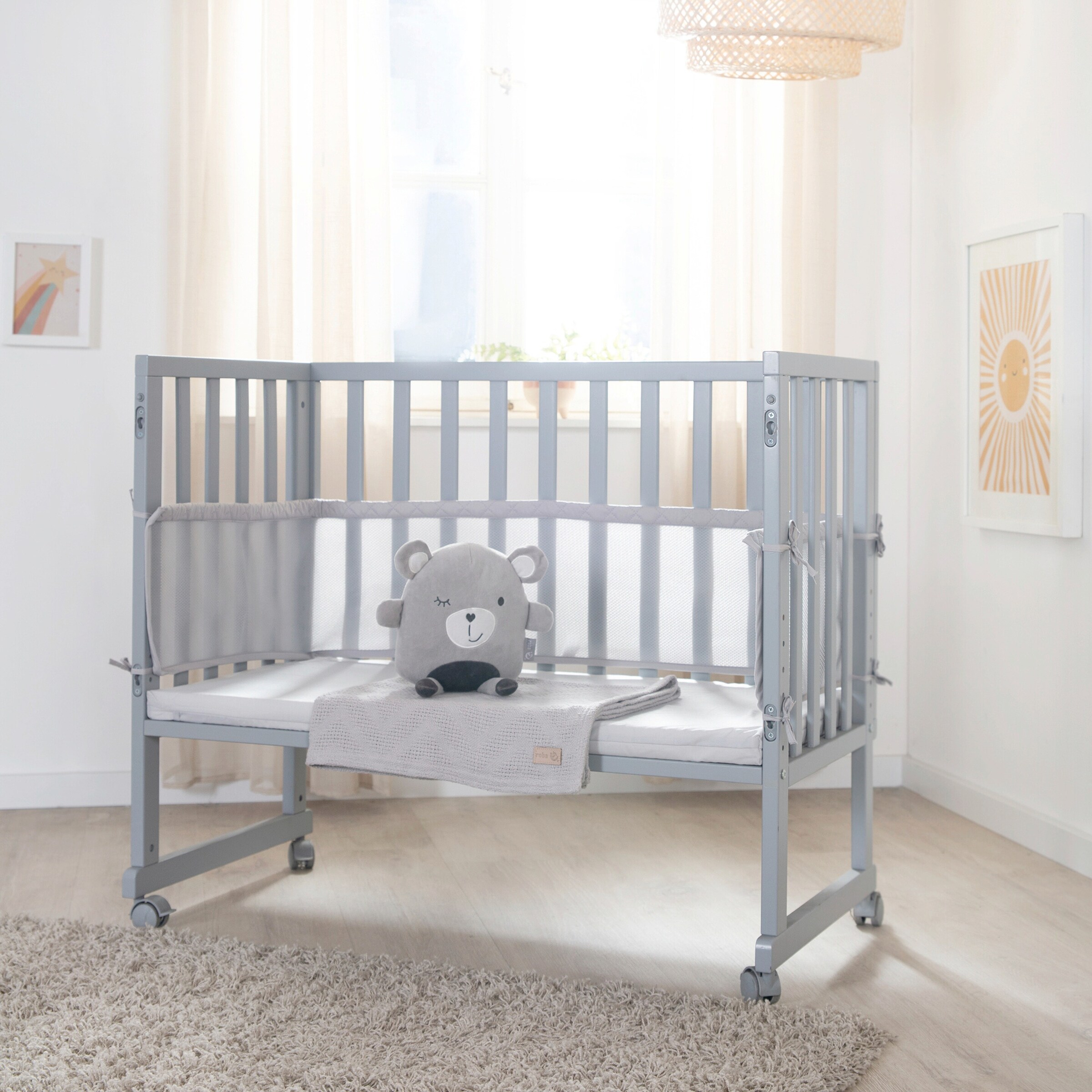 roba Stuben- & Beistellbett 3in1 mit Barriere  roba Style grau