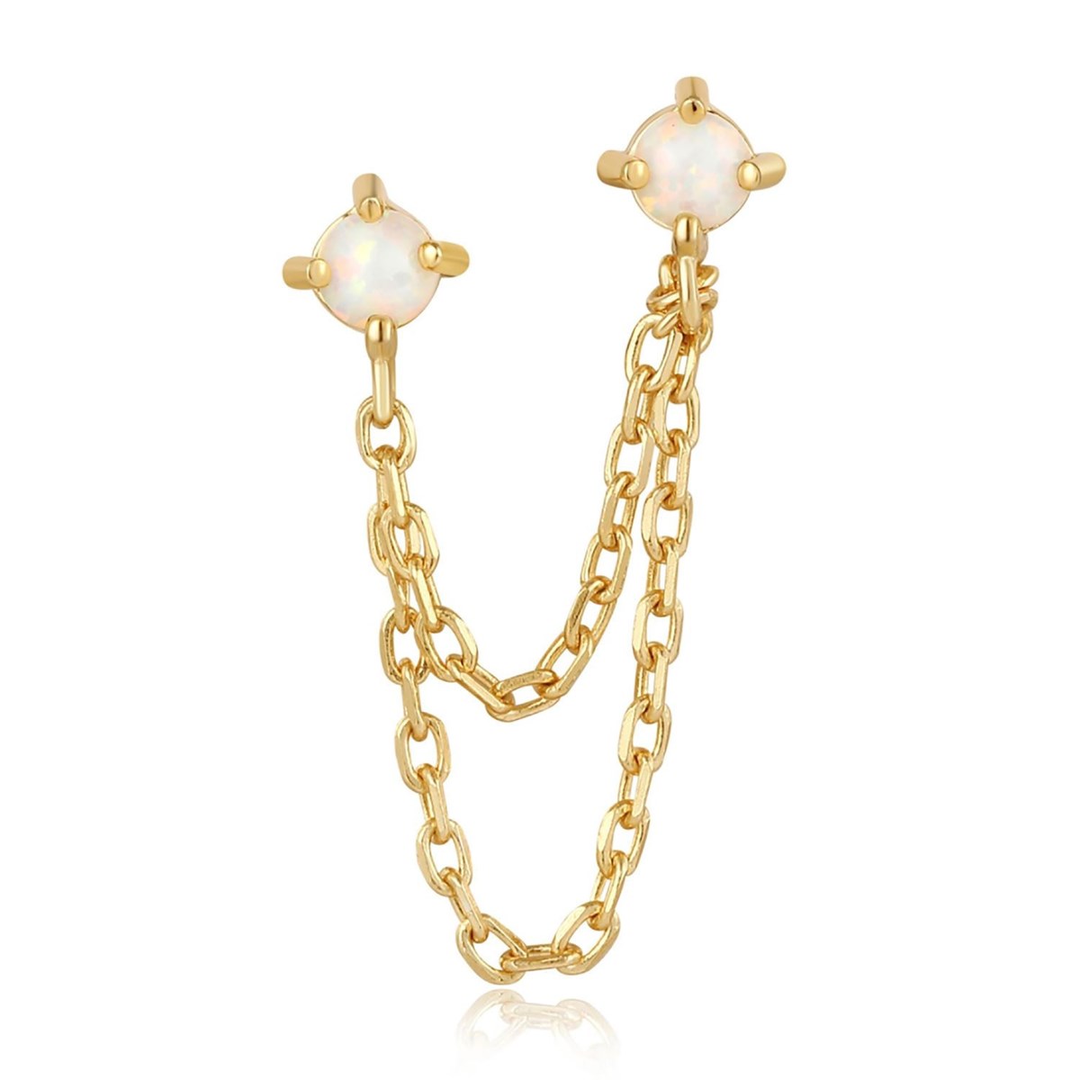 Boucle d'oreille individuelle Ania Haie Kyoto OpalDrop Chain dorée