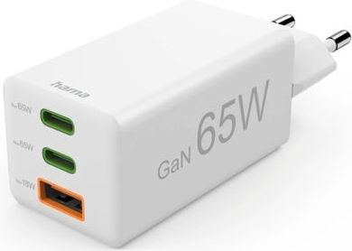 Hama - Snellader - USB-C PD - USB-A QC - Wit - 65W