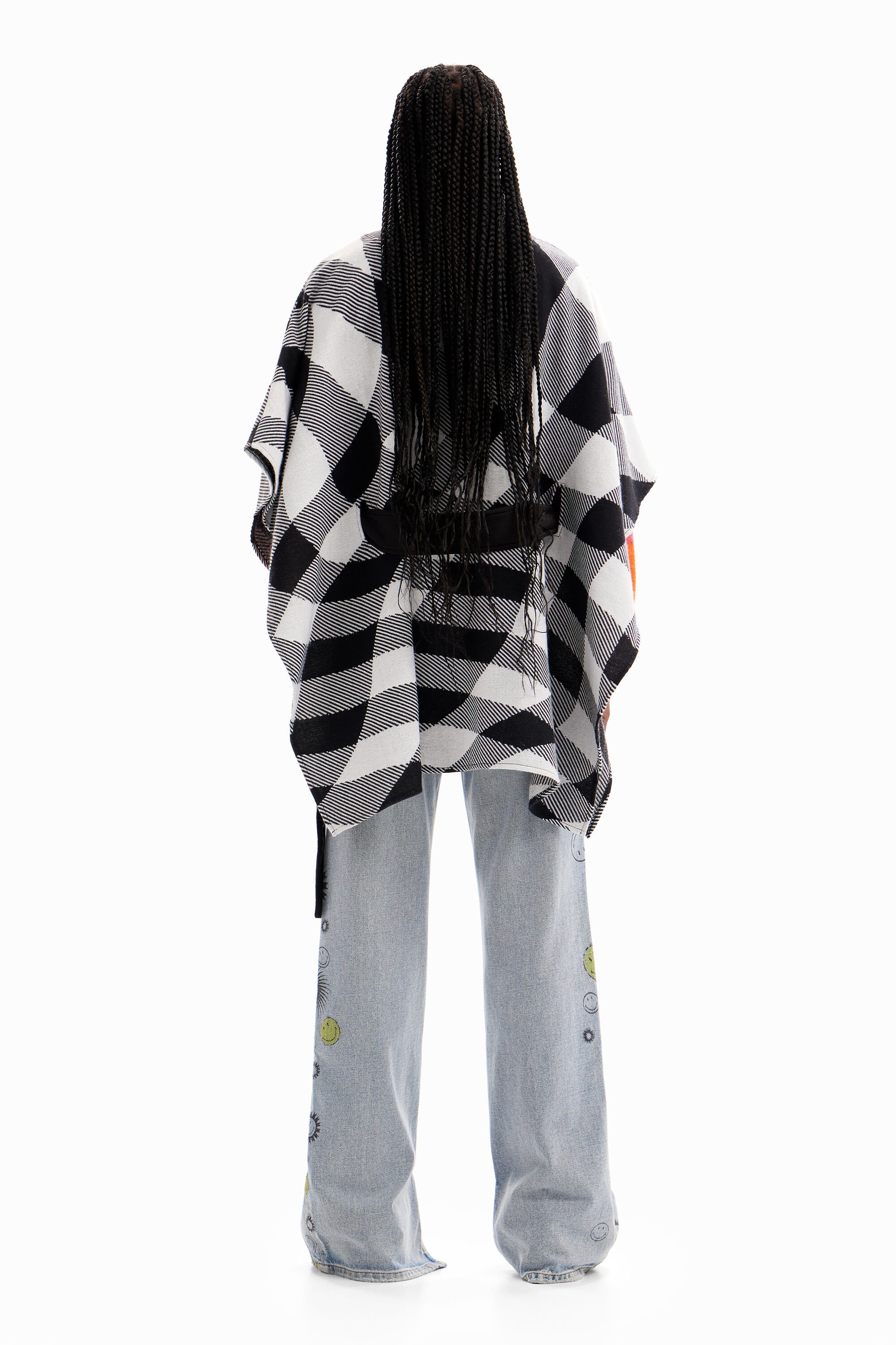 Poncho carreaux ceinture