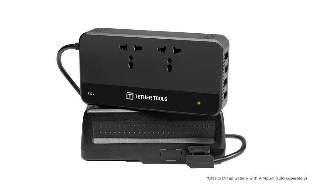 Adapter ONsite D-Tap zu AC-Netzteil<br>Vier Schnellauflade-USB-Buchsen