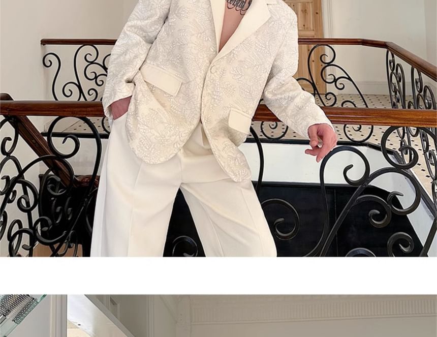 Freehop - Blazer met reverskraag en bloemenprint, enkelrijs