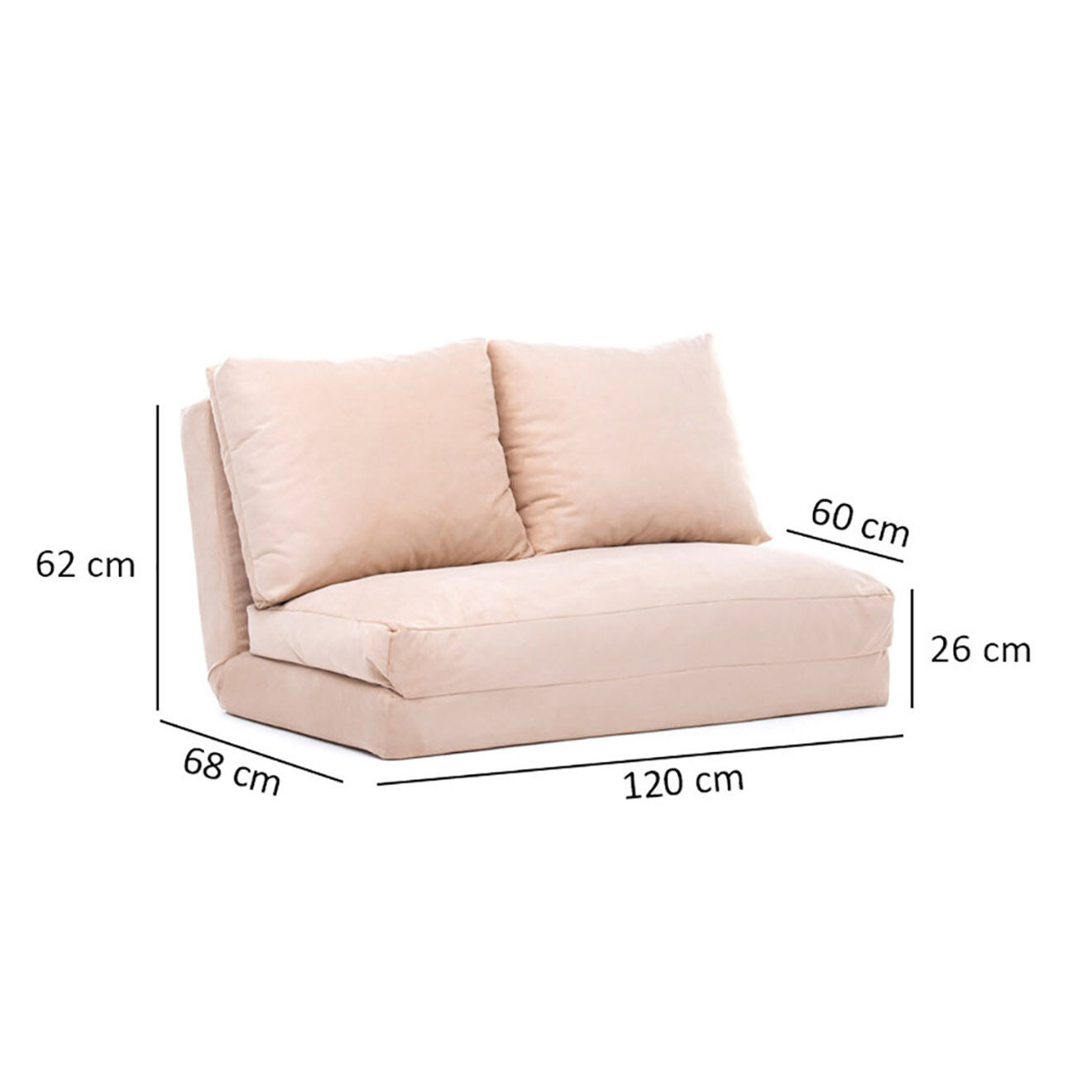 Homitis Banquette Convertible 2 places Taida crème - 120x68x26 cm