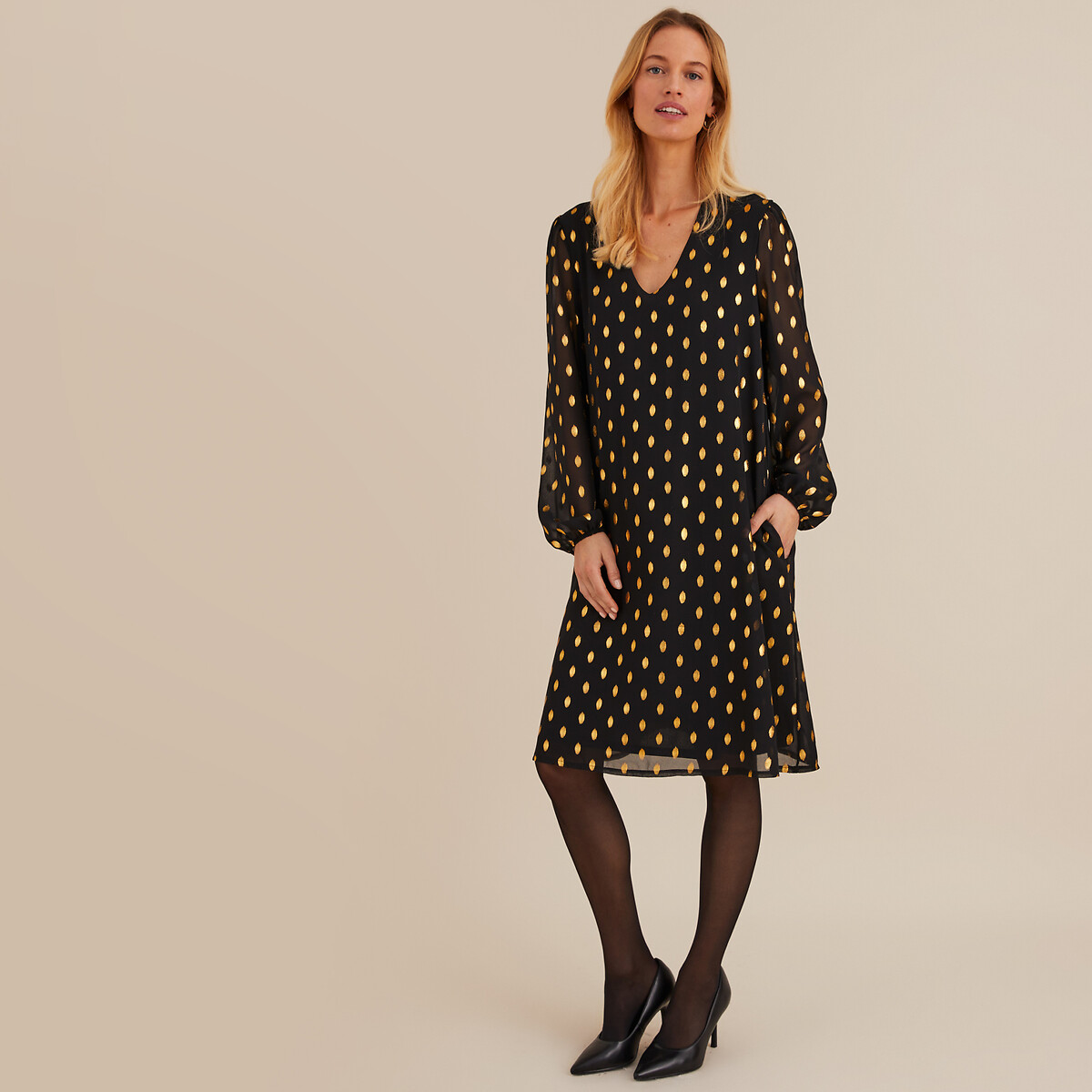 ANNE WEYBURN<br>Vestido festivo, comprimento midi, mangas compridas