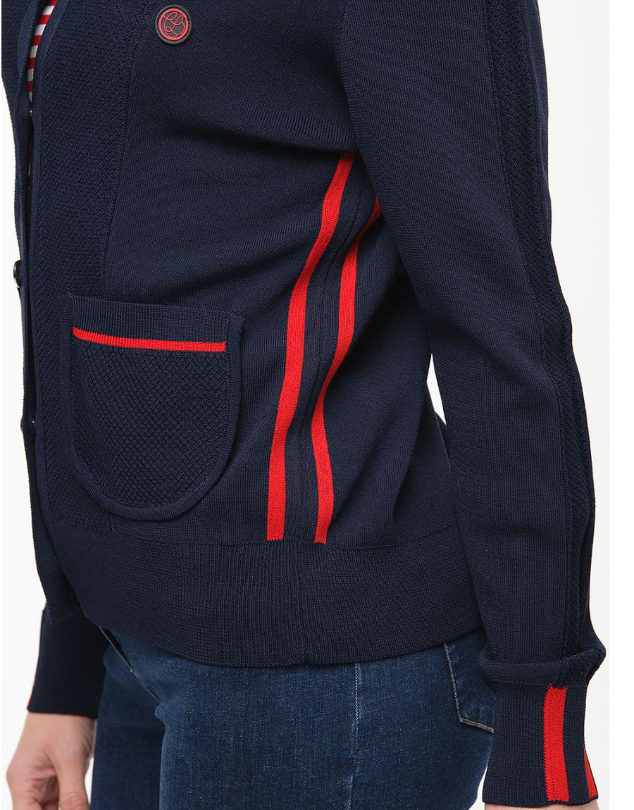 Gilet marine détail rouge