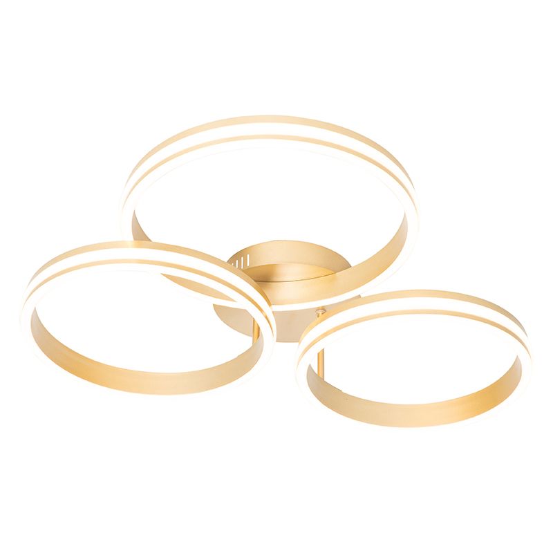 Plafondlamp messing incl. LED 3-staps dimbaar 3-lichts - Navara