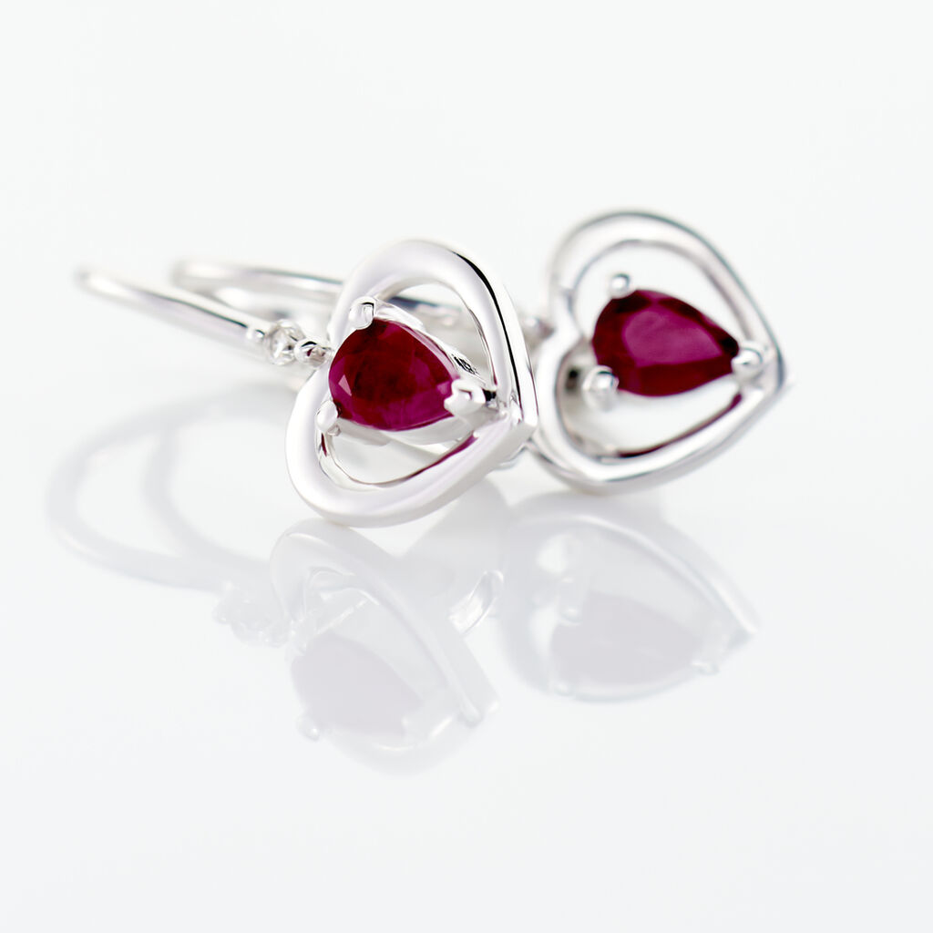 Boucles D'oreilles Danilo Or Blanc Rubis