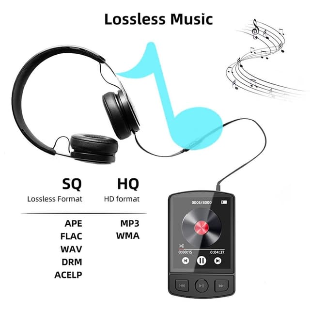 64GB Bluetooth MP3 MP4 musikvideoafspiller FM-radio 1,77-tommer skærm