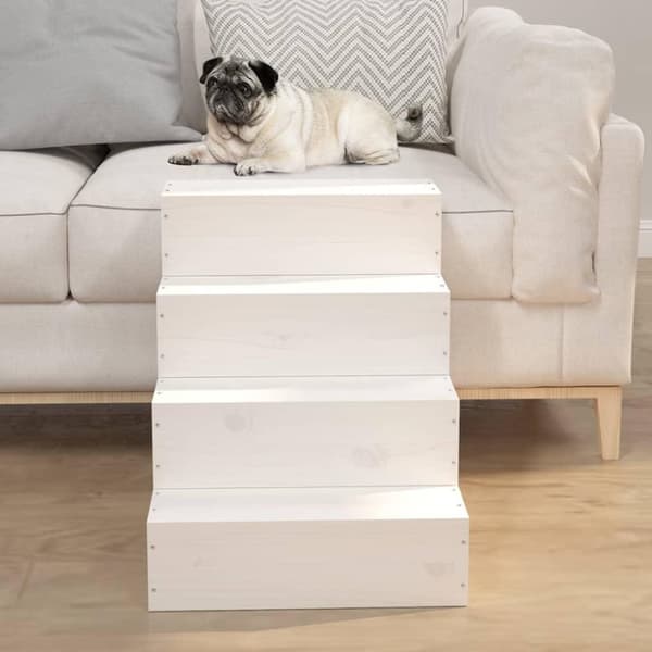 vidaXL Kjæledyrstrapp hvit 40x49x47 cm heltre furu