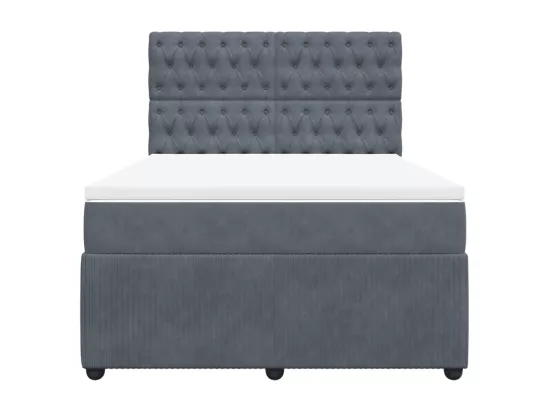Sommier à lattes de lit et matelas Gris foncé 140x190cm Velours