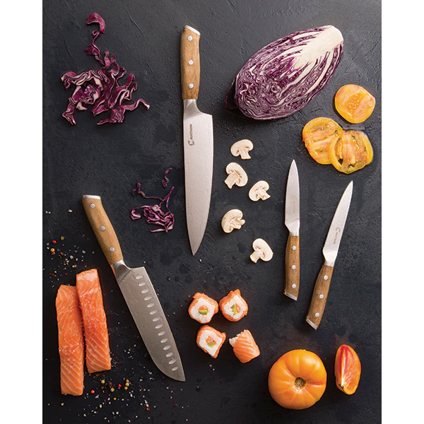 Set de 4 couteaux bois d'acacia et lame inox Mathon