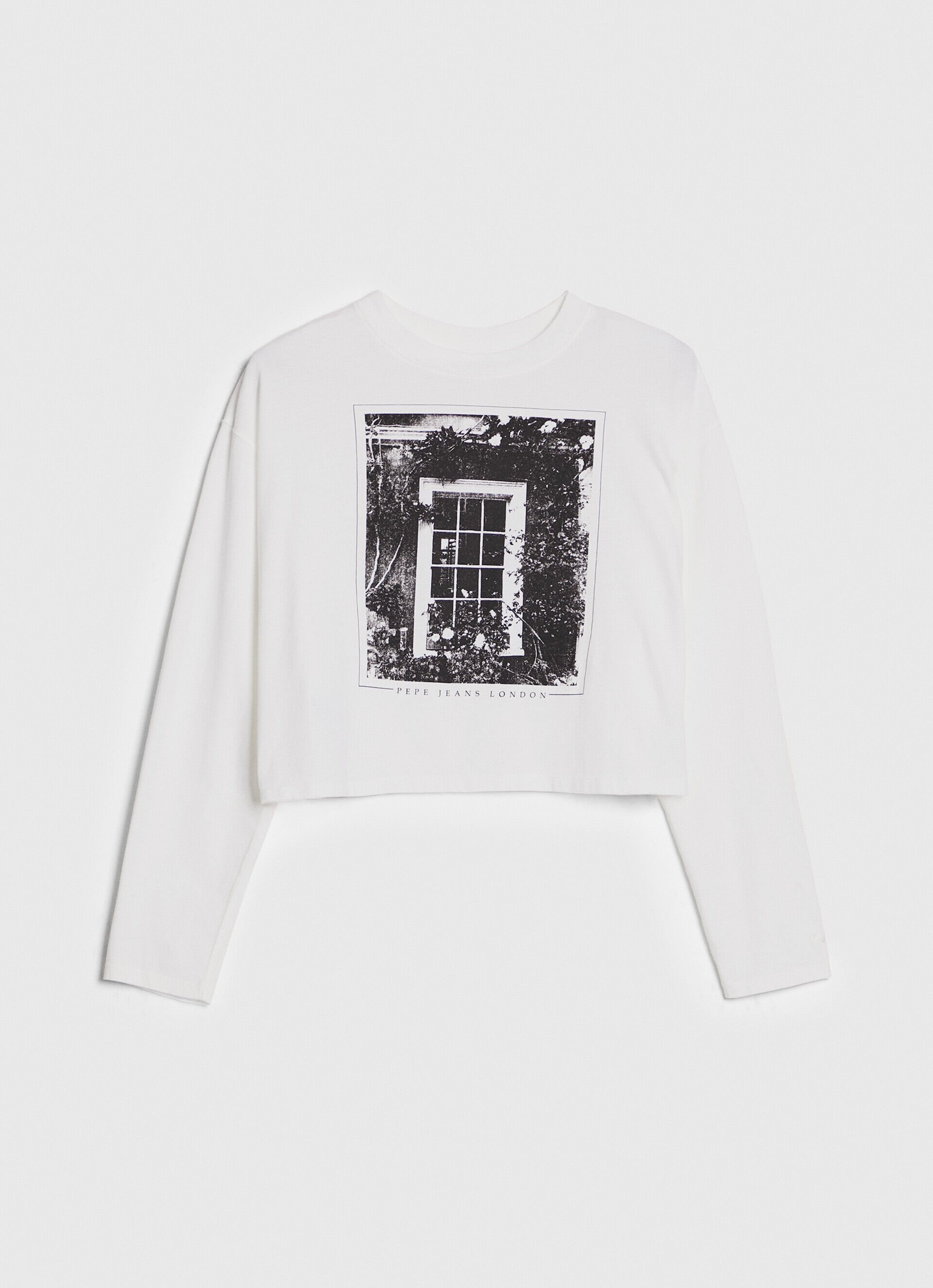CAMISETA DE MANGA LONGA ESTAMPADA - branca