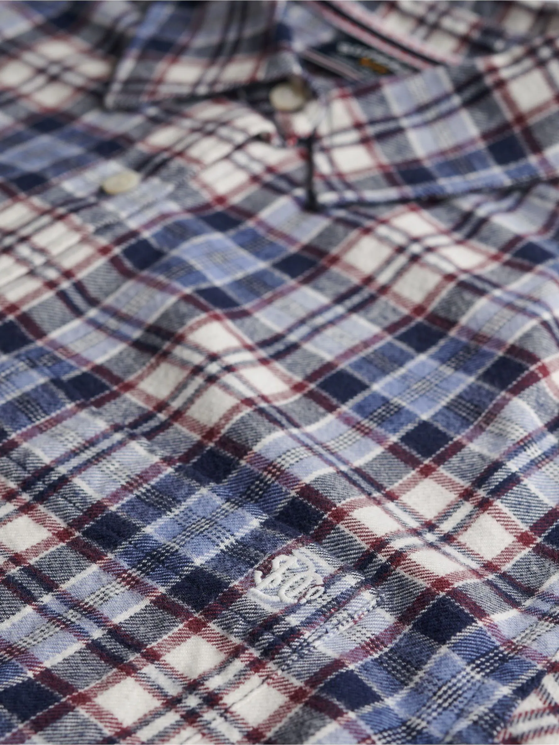 Blauw - Superdry Check Flannel Boyfriend Shirt