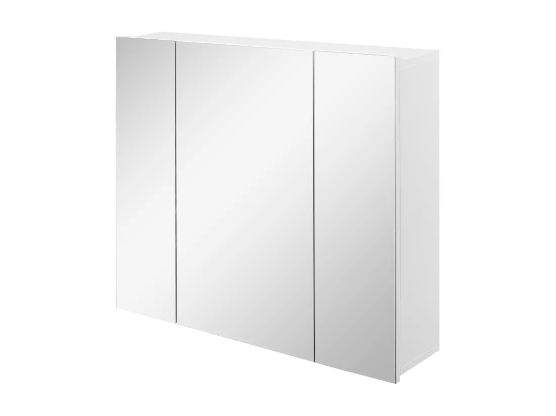 Armoire miroir de salle de bain armoire murale 3 portes 2 étagères dim. 70L x 15l x 60H cm MDF blanc
