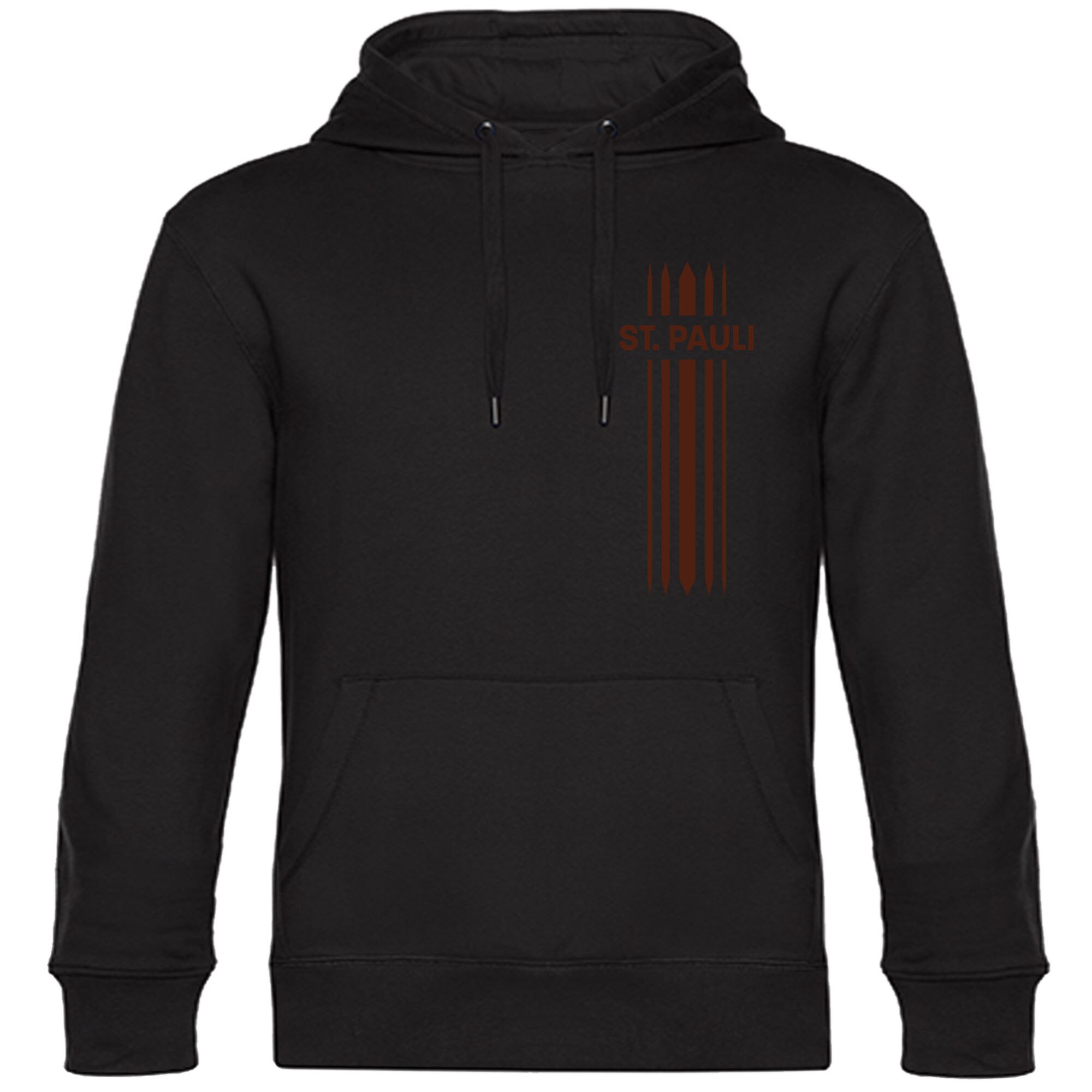 multifanshop® Kapuzen Sweatshirt - St. Pauli - Streifen - Druck braun