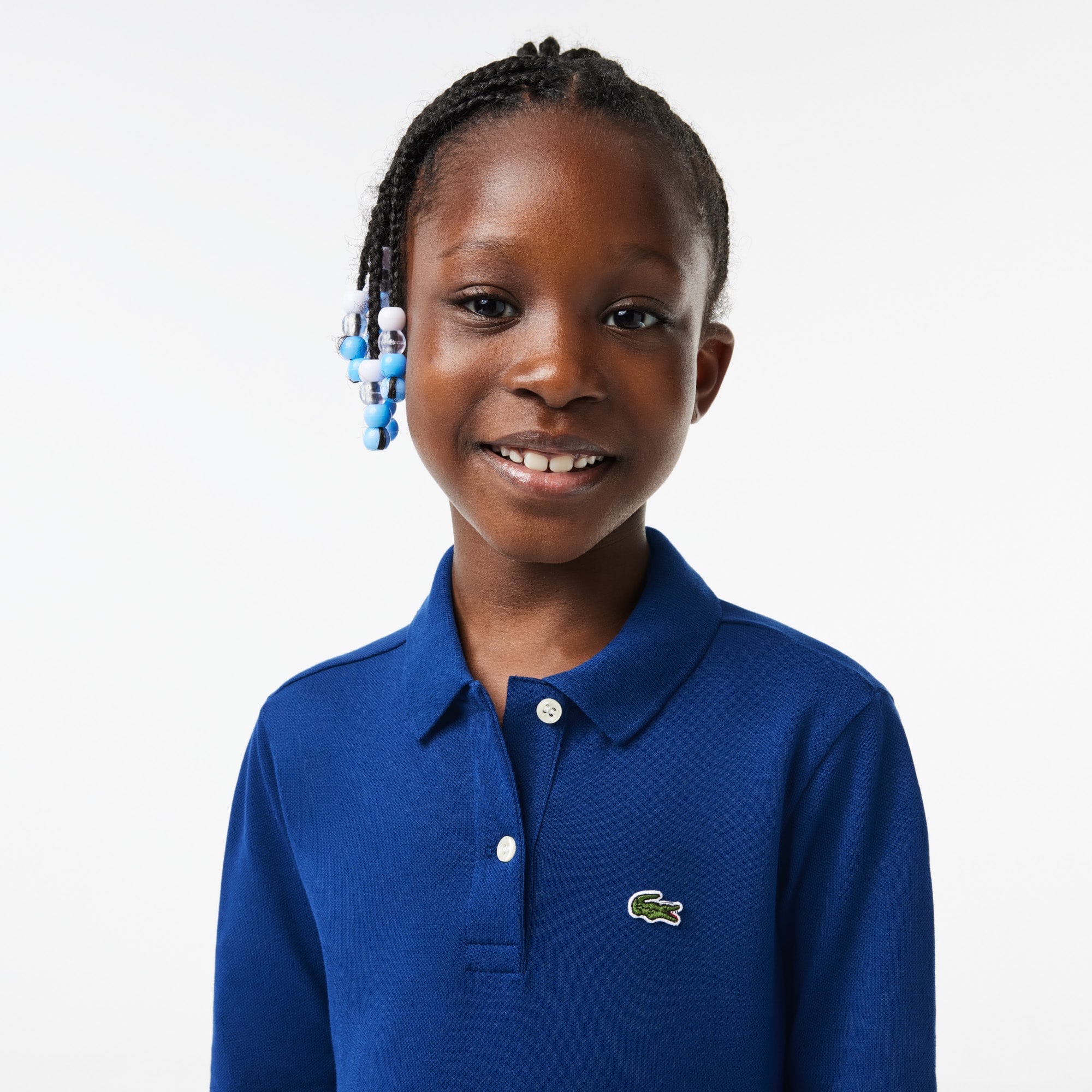 Robe fille Lacoste manches longues et col polo en piqué stretch Pantalons & Robes - Bleu - Lacoste - Fille