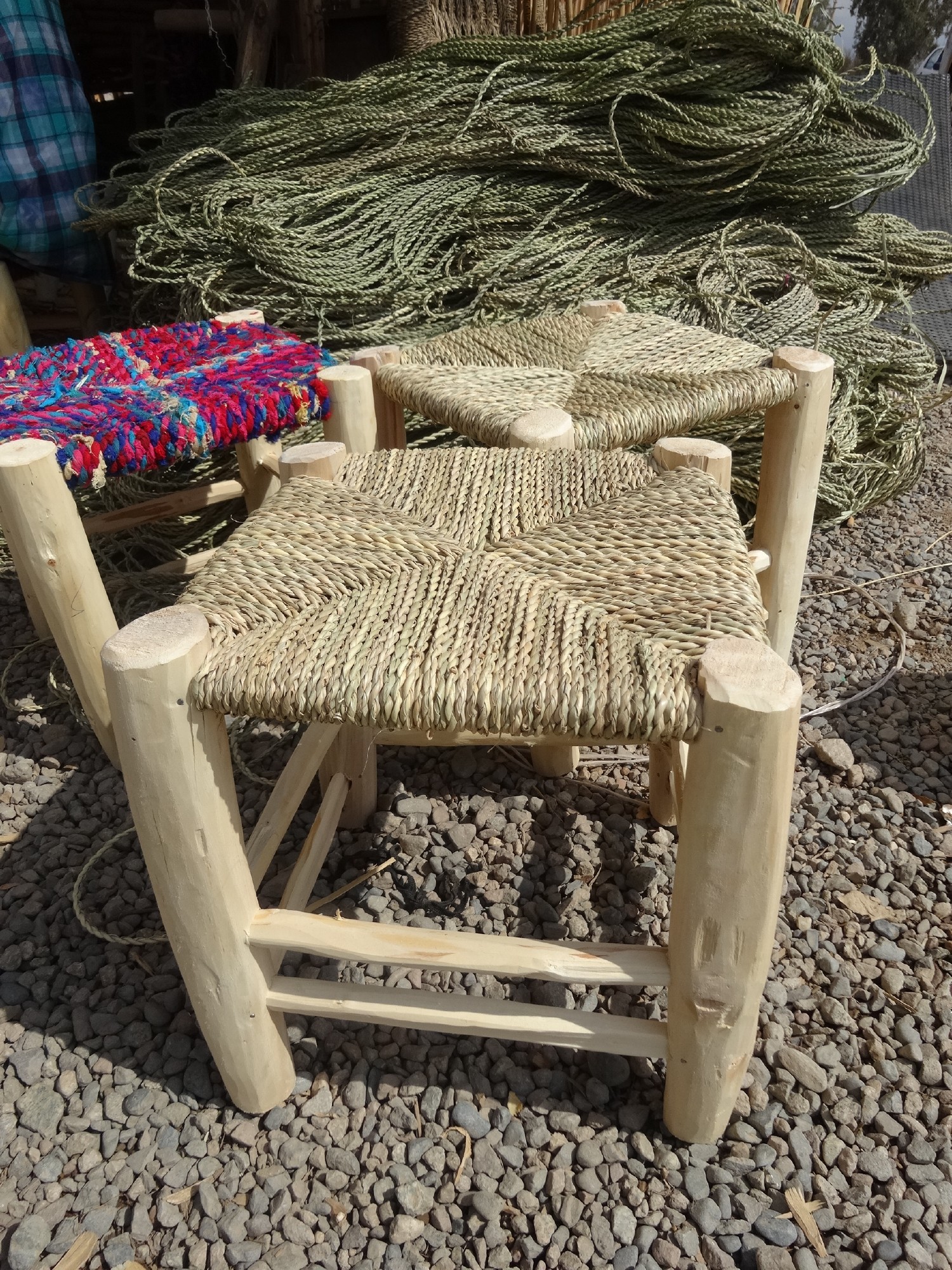 Hocker mit Grassitzfläche, natur, T 31 cm, B 31 cm, H 31 cm von fischer's lagerhaus