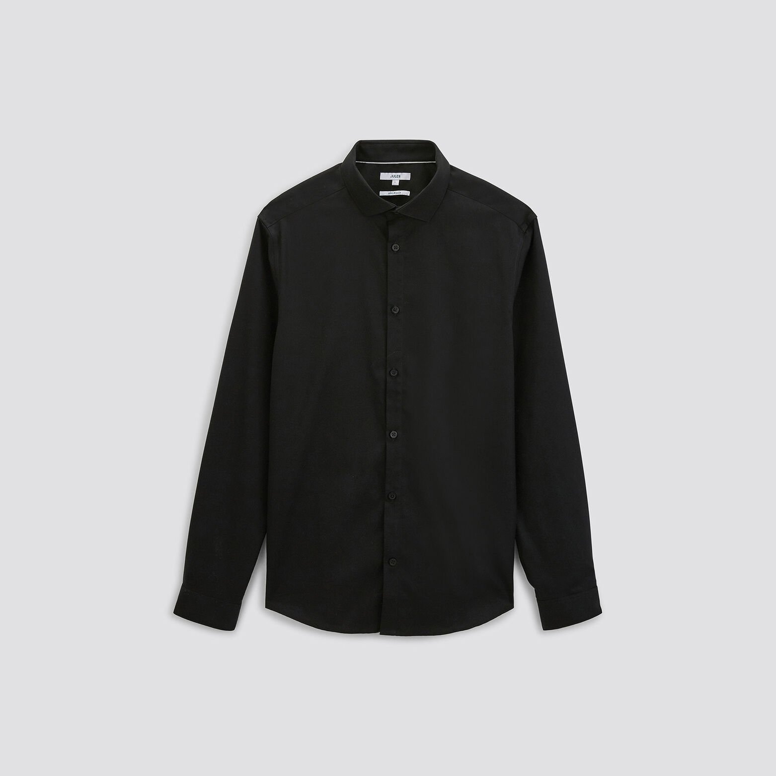 Chemise slim sans repassage unie coton Noir