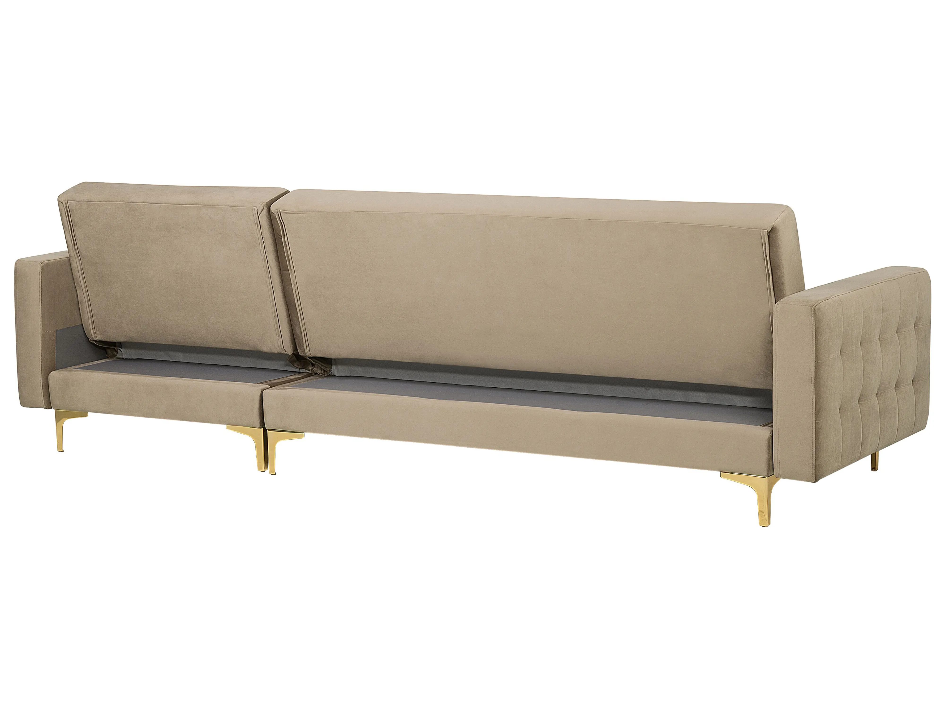 Modulaire hoekslaapbank 4-zits ABERDEEN Fluweel Zandbeige linkszijdig