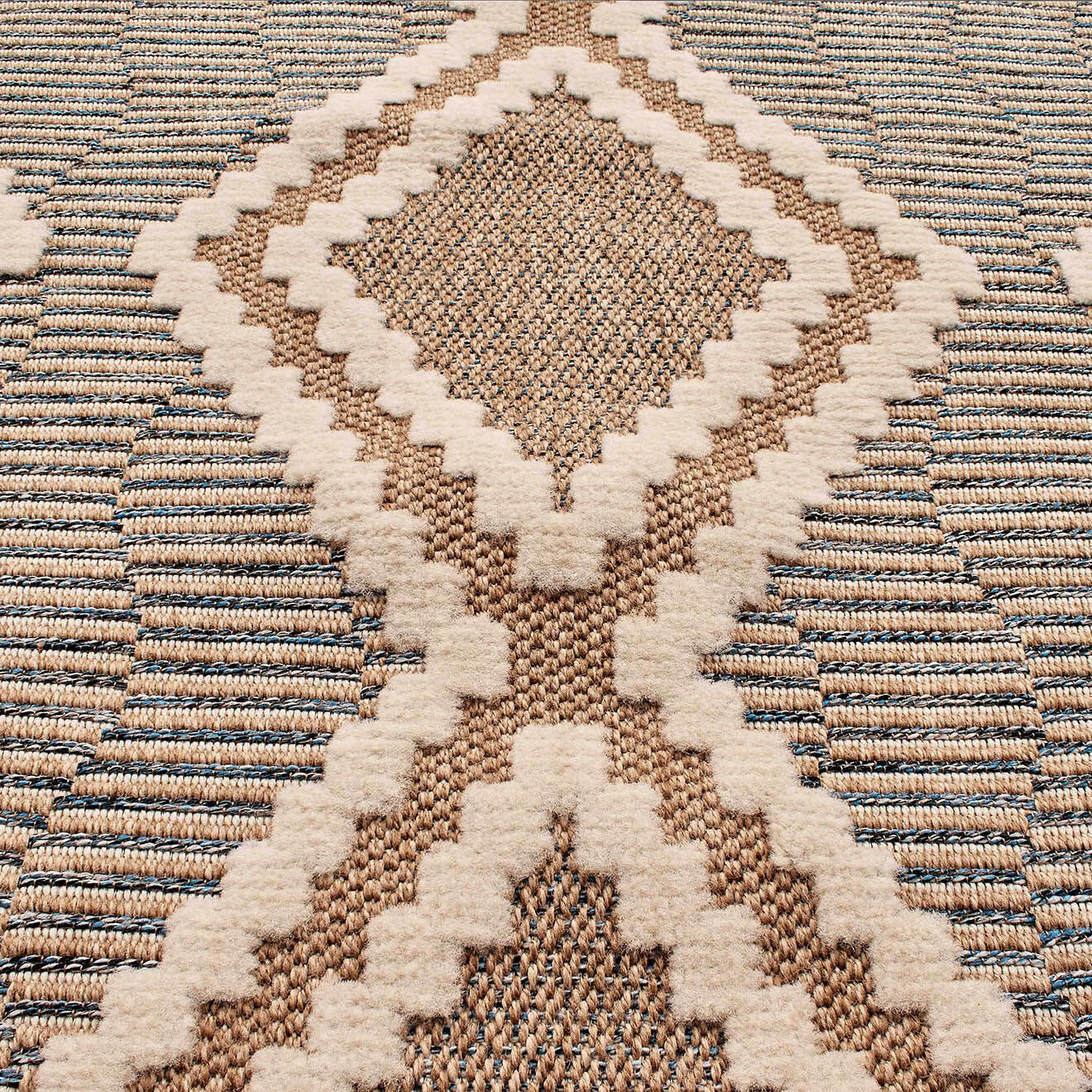 Nazar Rugs Tapis aspect jute TULUM 9048 intérieur & extérieur bleu - 200x290 cm