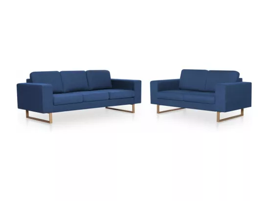 Ensemble de canapé 2 pièces Tissu Bleu