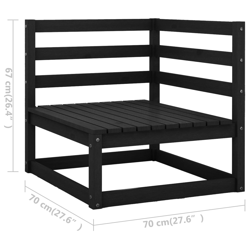 Salon de jardin meuble d'extérieur ensemble de mobilier 8 pièces avec coussins noir bois de pin massif