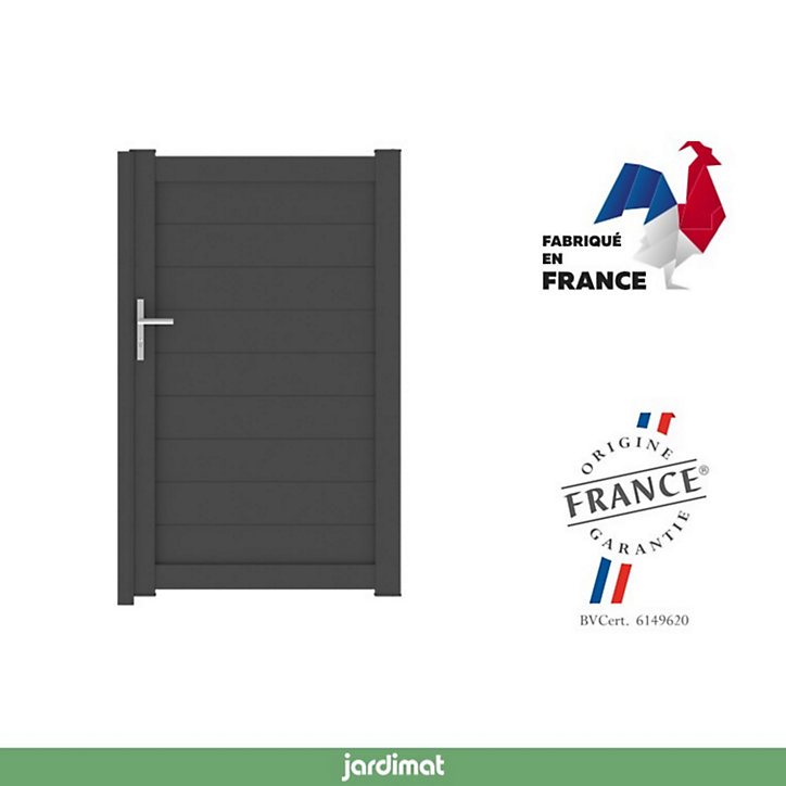 Portillon Jardimat battant aluminium Aquarelle noir- 100 x h.170 cm