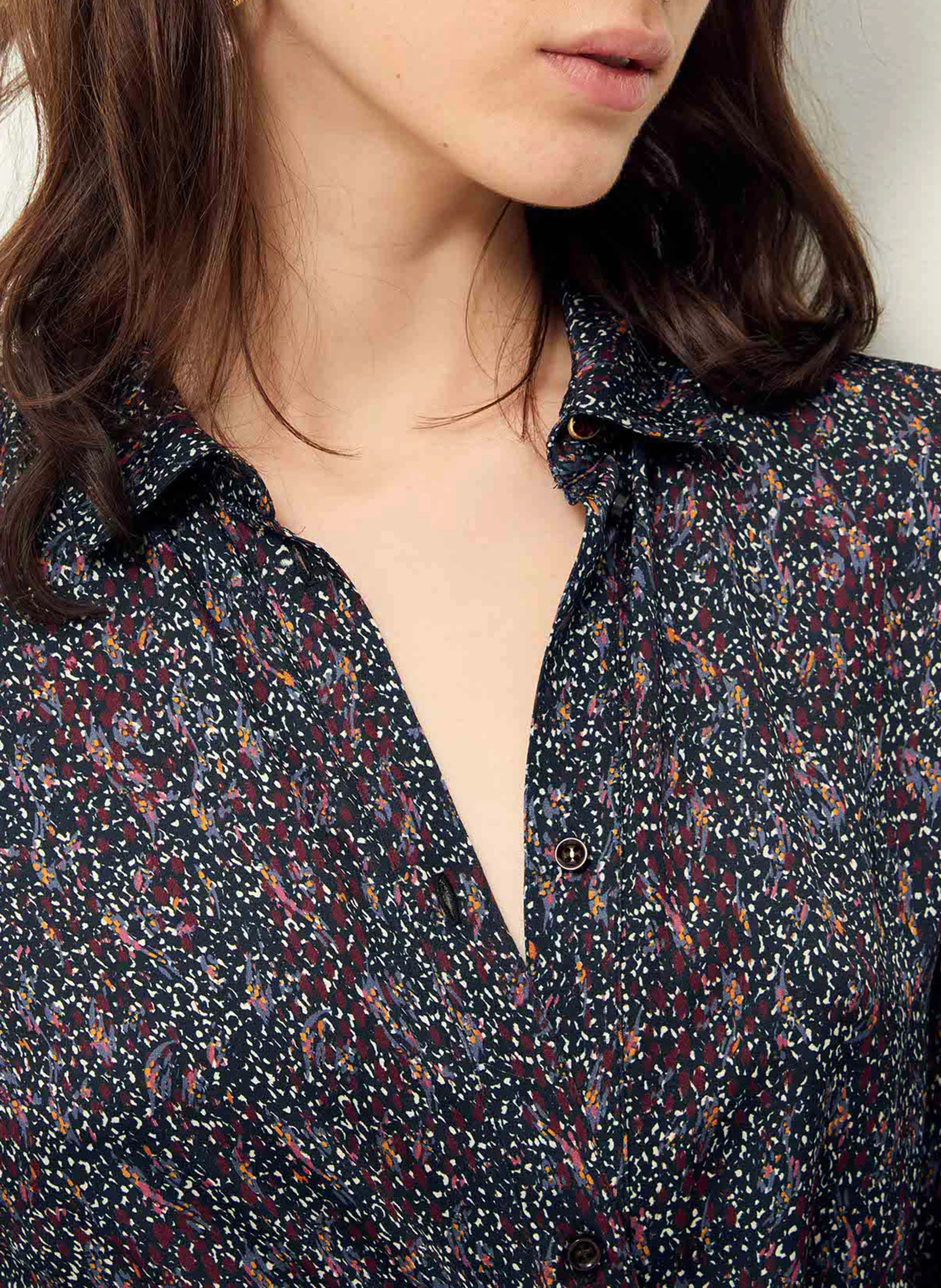 CHRISTI - Robe chemisier col classique imprimée | Bleu
