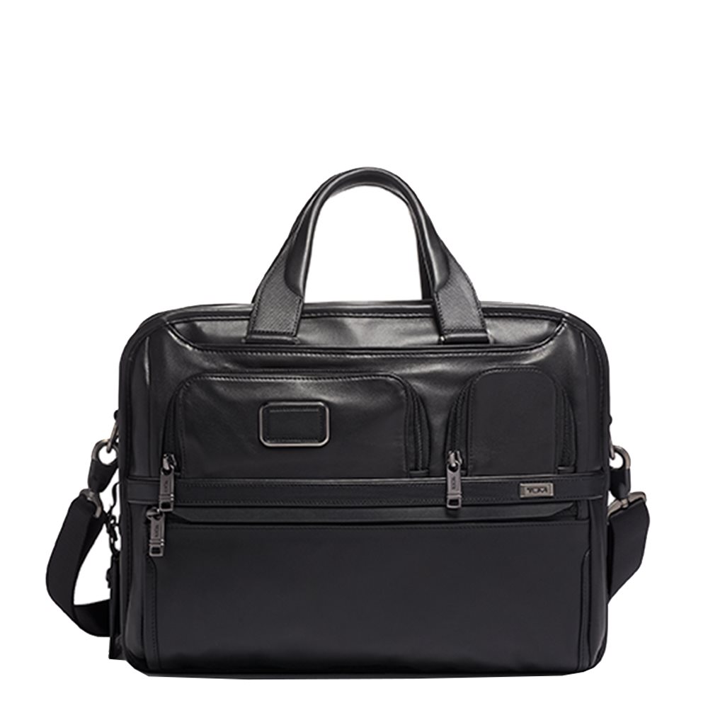 Tumi Alpha Expandable Organizer Laptop Brief Leather black