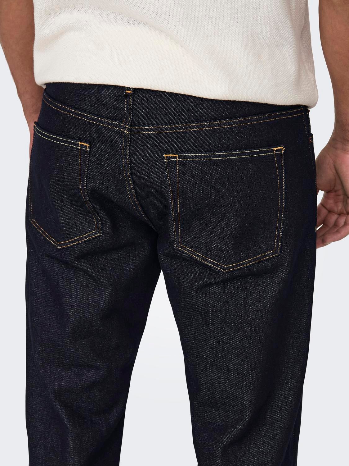 ONSEDGE Mittlere Taille Gerade geschnitten Jeans Dark Blue Denim