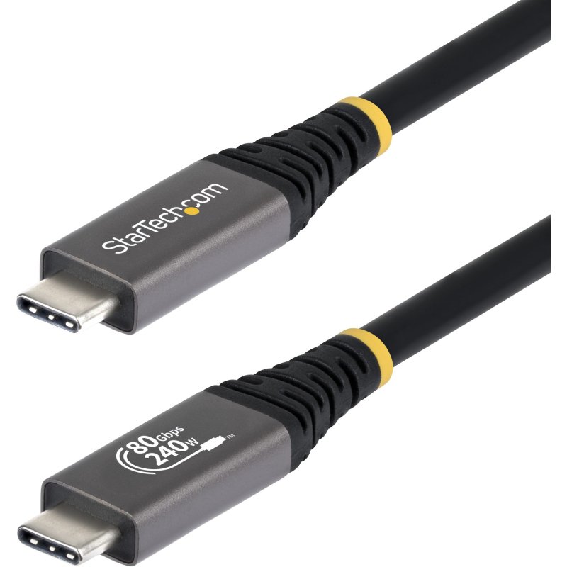 StarTech.com Câble USB4 de 50cm, 80 Gbit/s, Câble USB-C Certifié USB-IF, 240 W PD, 8K 120 Hz/4K 240 Hz DP2.1 DP80, Gaine en TPE, Compatible Thunderbolt 4 - Cordon USB-C Noir