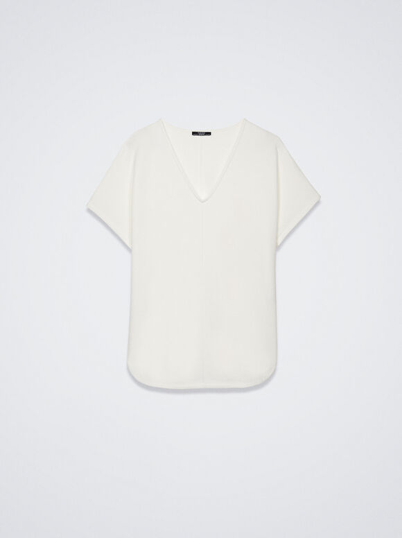 Camiseta básica com decote em V - Off-White