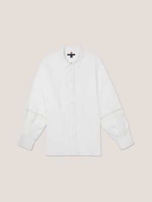 Blusa de renda com logotipo adaptável