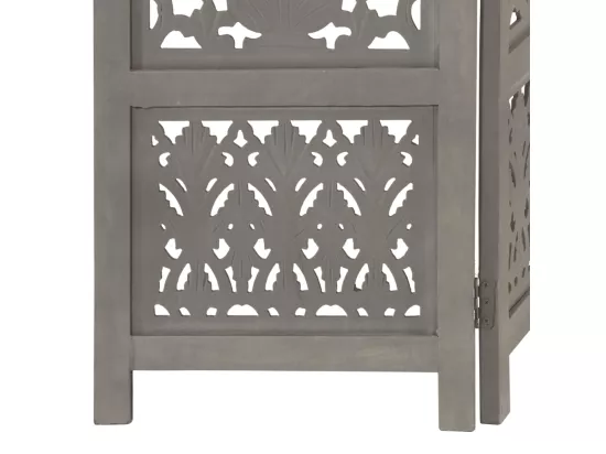Cloison de séparation 5 panneaux Gris 200x165 cm Bois manguier