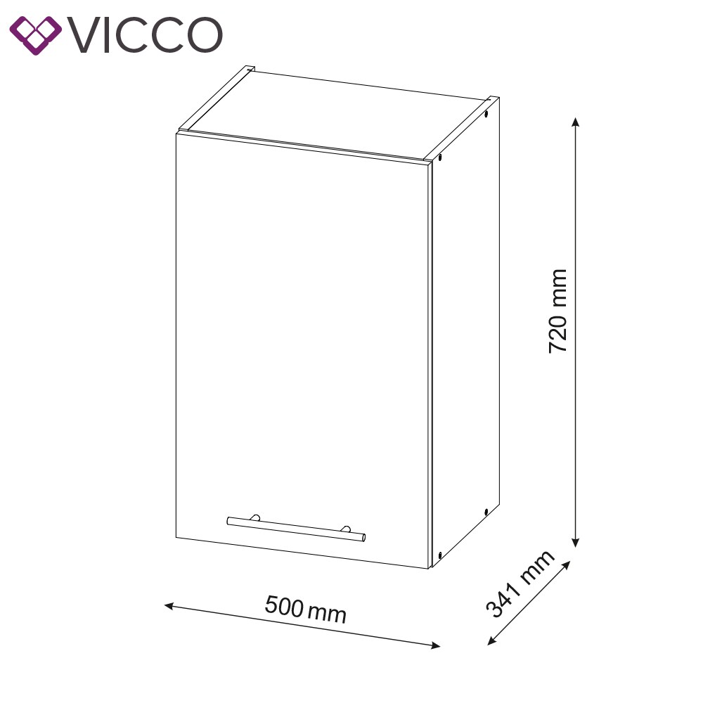 VICCO Hängeschrank 50 cm Weiß Küchenzeile Unterschrank Fame