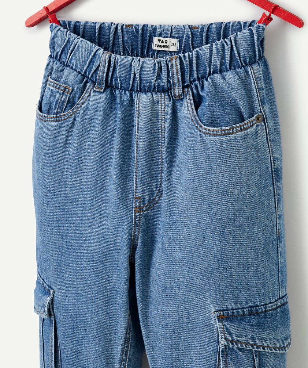 pantalon cargo garçon en denim bleu low impact