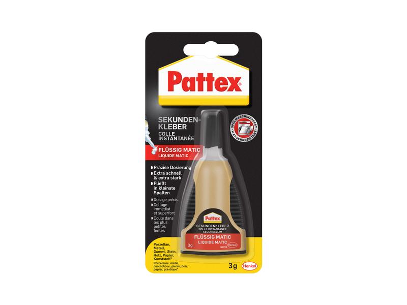 Pattex Sekundenkleber Flussig Matic 3 g, Transparent Flüssigkleber