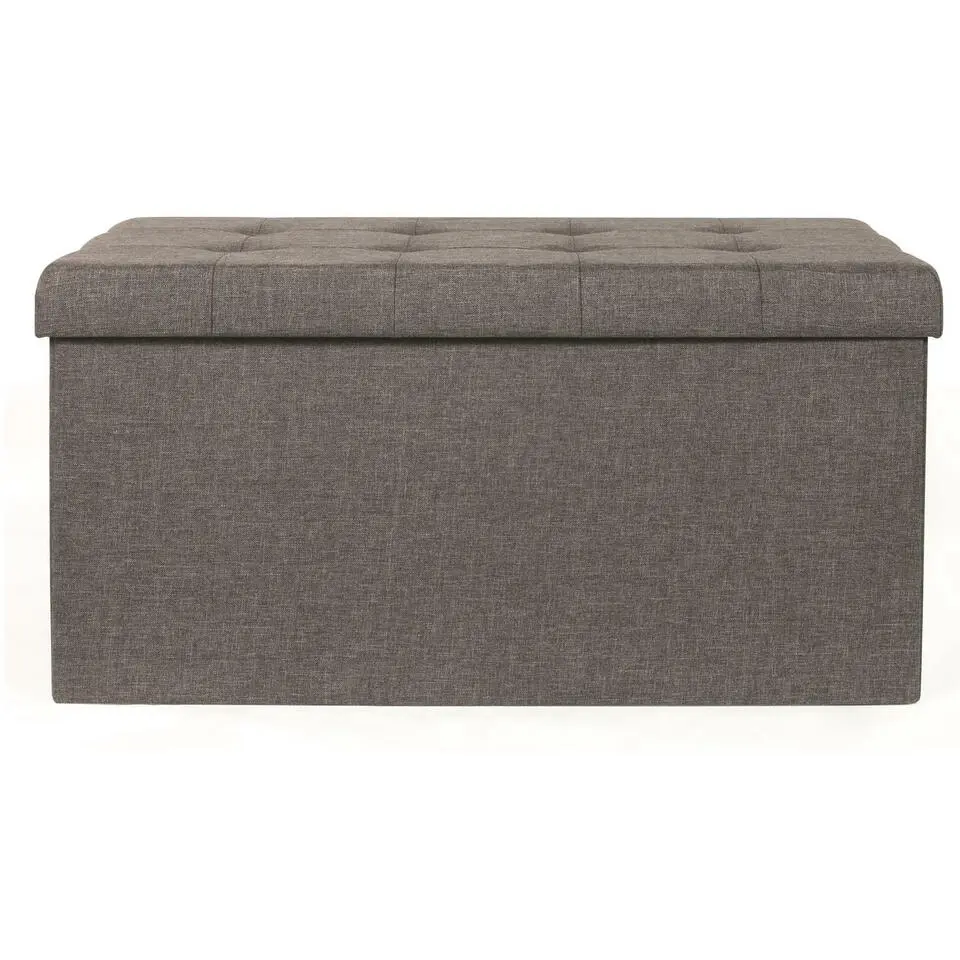 Home Deco Poef Chique - opbergbox - donkergrijs - 76 x 38 cm